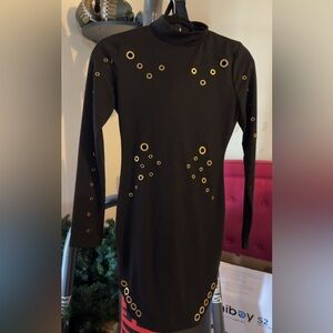 Dance & Marvel Elegant Black Dress with Gold Accents